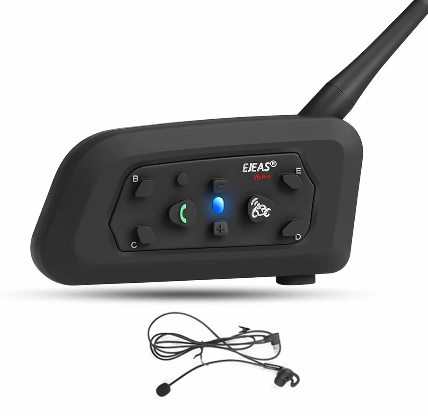 EJEAS V6C Casque Bluetooth Arbitre 850 mAh Full Duplex 1200 M Interphone Bluetooth sans Fil avec Casque et Bracelet de Course pour Soccer Hockey Rugby Sport, USB-C (1 pièce)