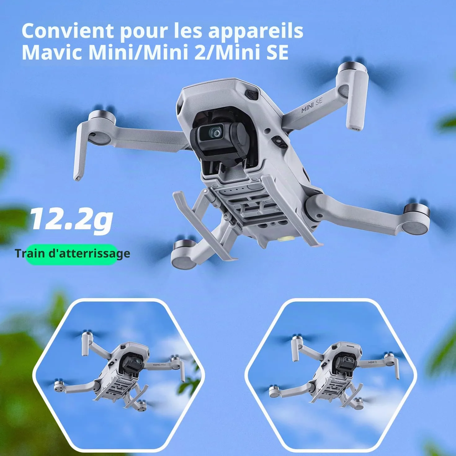 HeiyRC Extensions de train d'atterrissage pour DJI Mini 4K/Mini 2/Mini SE/Mavic Mini drone landing gear, accessoire de rallonge pliable pour les jambes en hauteur