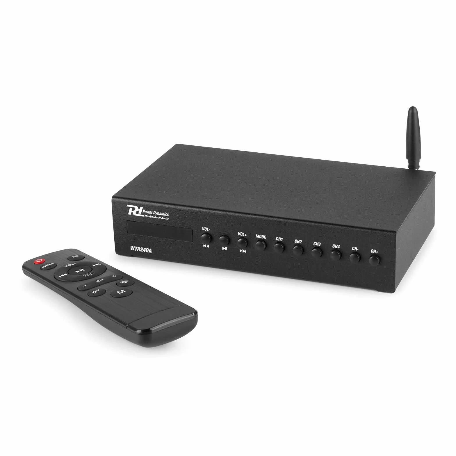 Power Dynamics WT240A Amplificateur Stéréo WiFi avec Bluetooth - 80 Watts, Multiroom, AirPlay, DLNA, USB, Ethernet, Télécommande, Montage 19", Idéal pour Les Petits Commerces