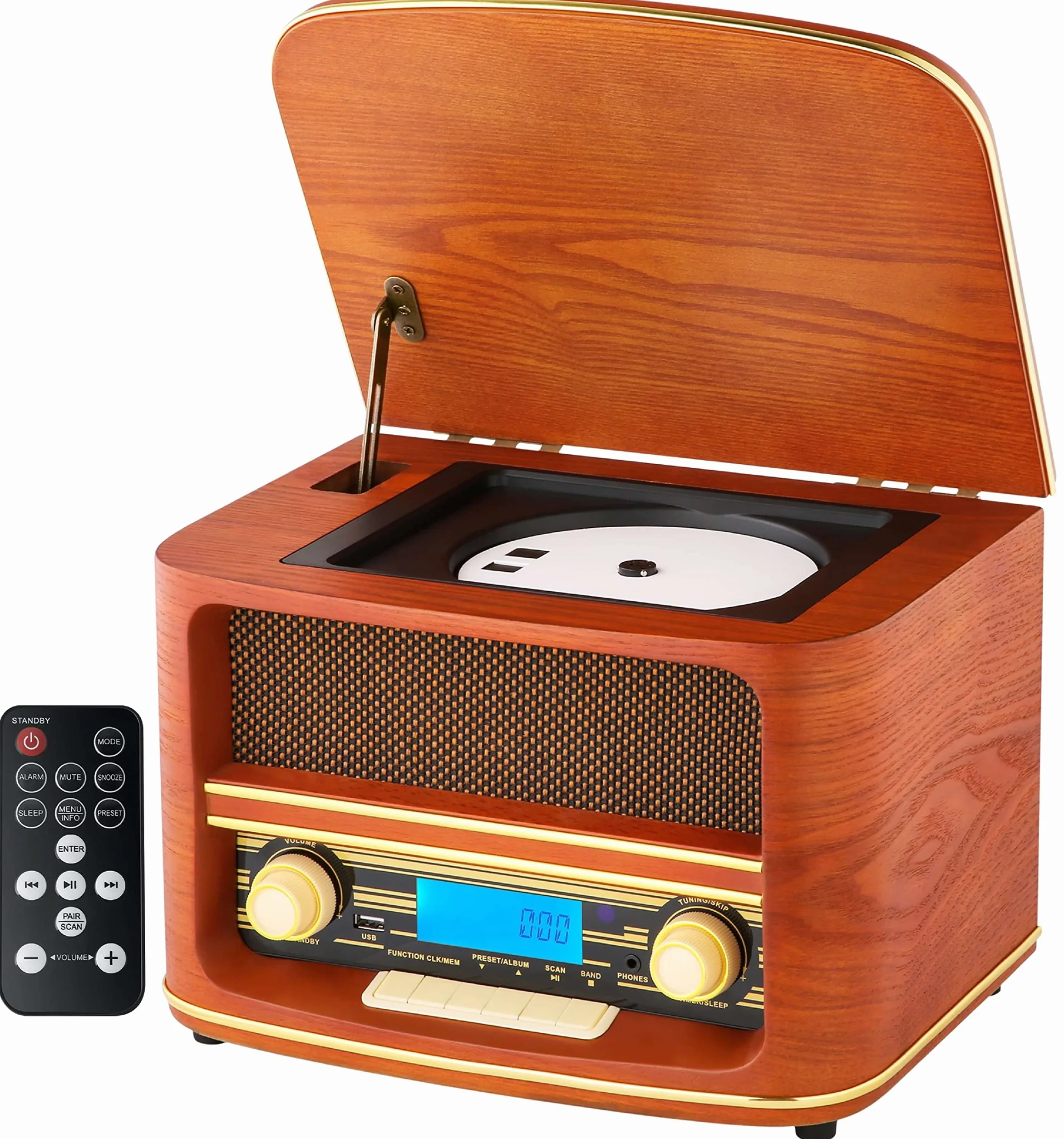 Radio rétro Bluetooth avec CD, USB et écran LCD