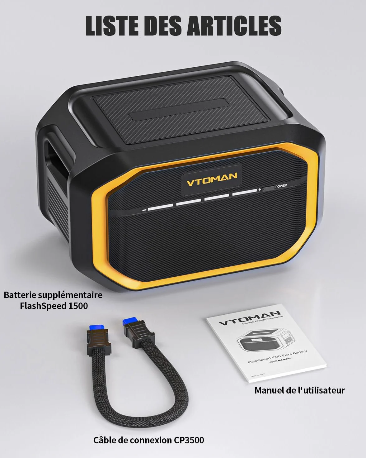 VTOMAN FlashSpeed 1500 Batterie Supplémentaire 1548Wh - pour FlashSpeed 1500/1000 Station Électrique Portable, Extensible à 3096Wh, LiFePO4 Batterie d'expansion avec Protection BMS