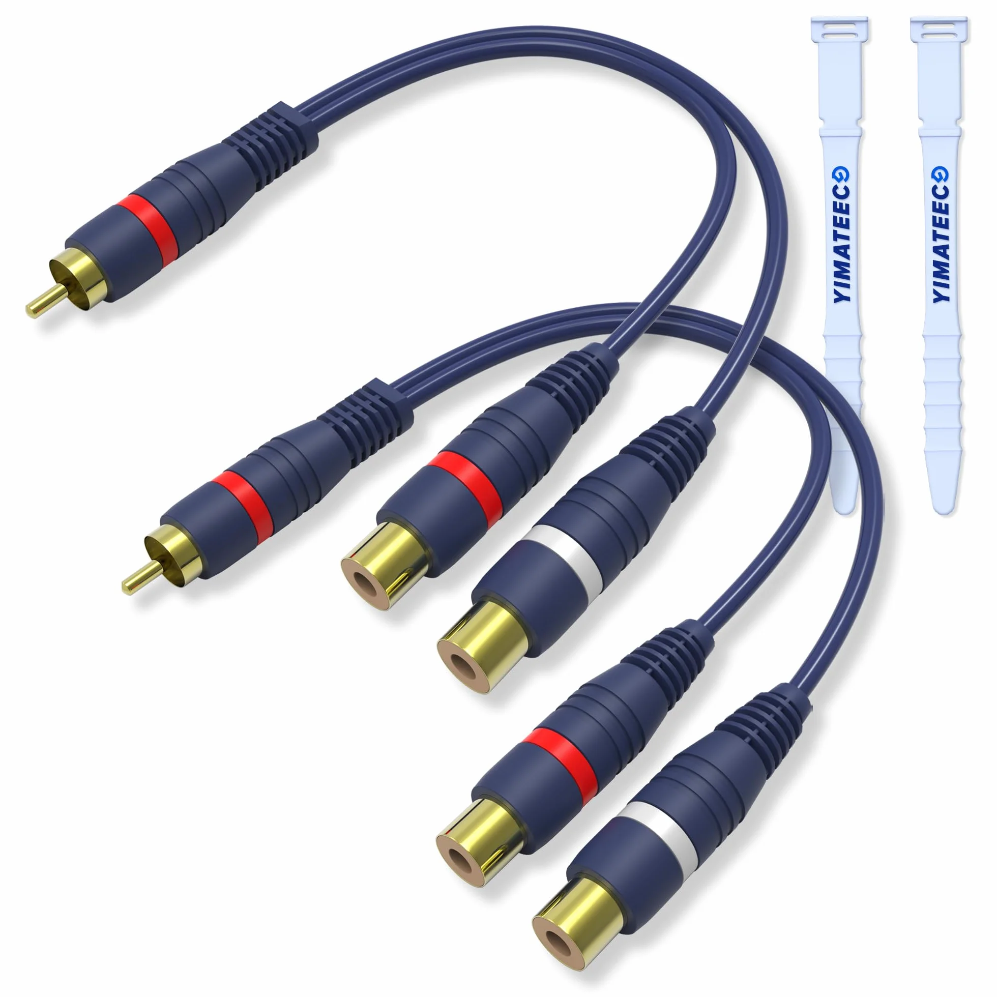 Câble Répartiteur RCA Câbles Audio Adaptateur Câble Y RCA 1 Mâle à 2 Femelles Doubleur R-C-A Audio pour Caisson de Basse Voiture, Haut-parleur, Home Cinéma (15cm, 1 Mâle à 2 Femelle, Paquet de 2)