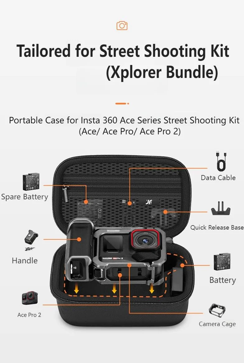 Étui de transport imperméable résistant aux chocs pour Insta.360 Ace Pro 2 Xplorer Grip Kit