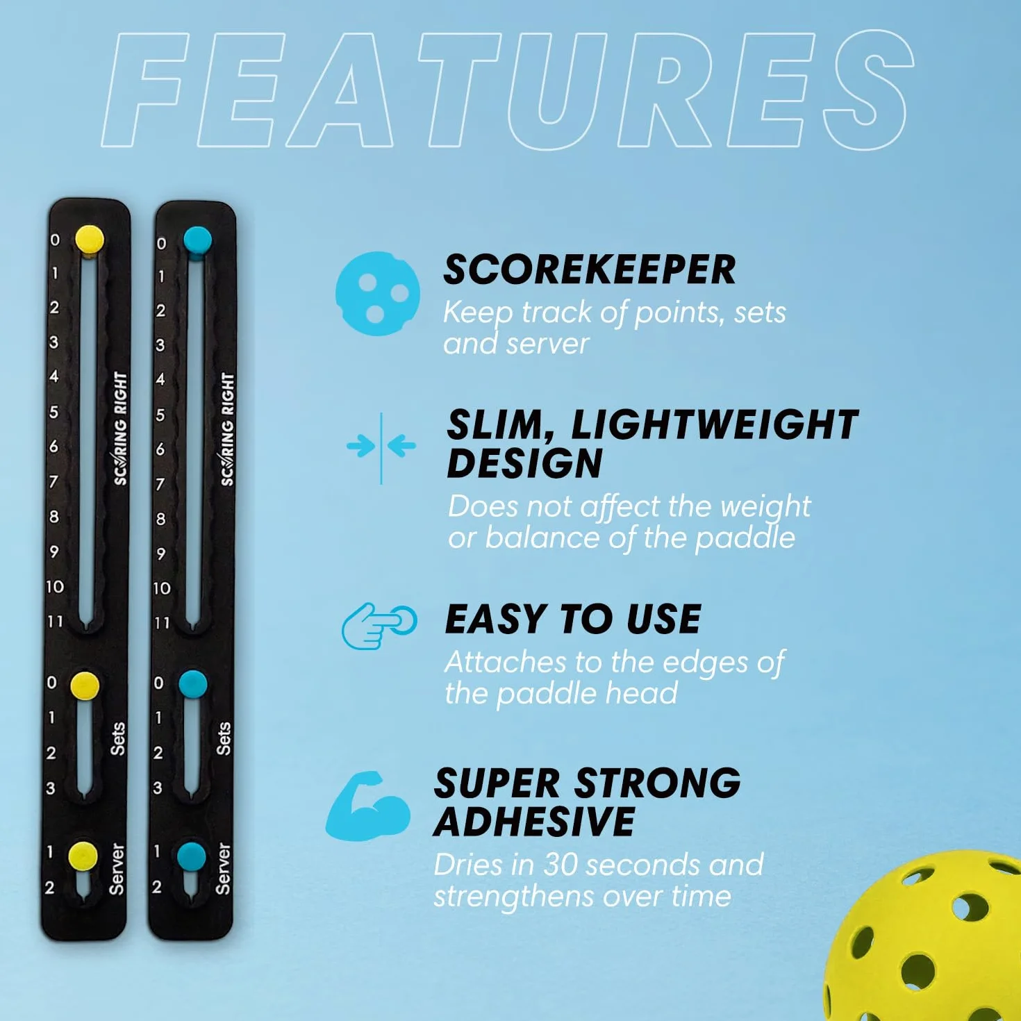 Scoring Right Portable Pickleball Scorekeeper Set of 2 Small Scoreboard 3.2g
