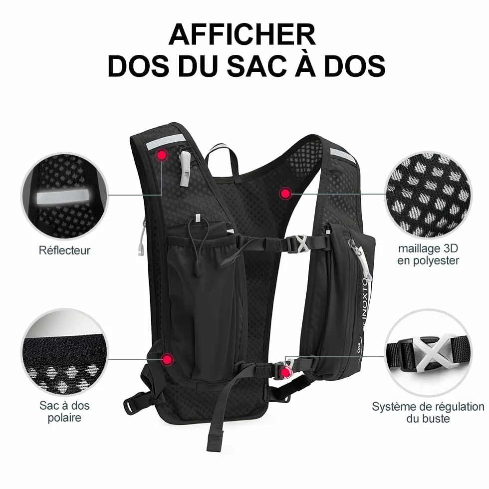 INOXTO Sac d'hydratation léger 5L Randonnée Marathon Cycliste Alpinisme