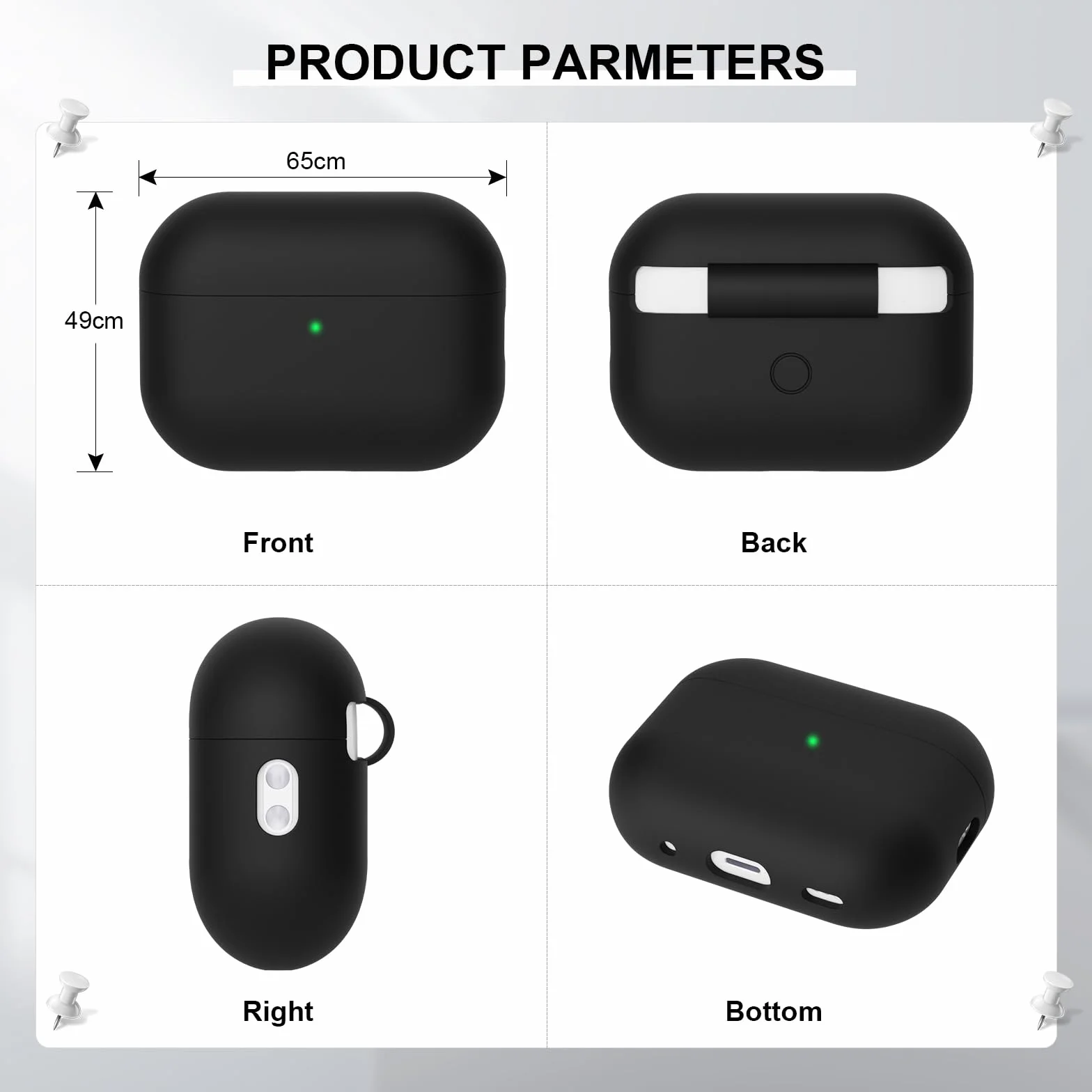 Coque en Silicone Compatible avec Airpods Pro 2 (2022), Ultra-Thin, Étui de Protection Souple, LED Avant Visible, Noir