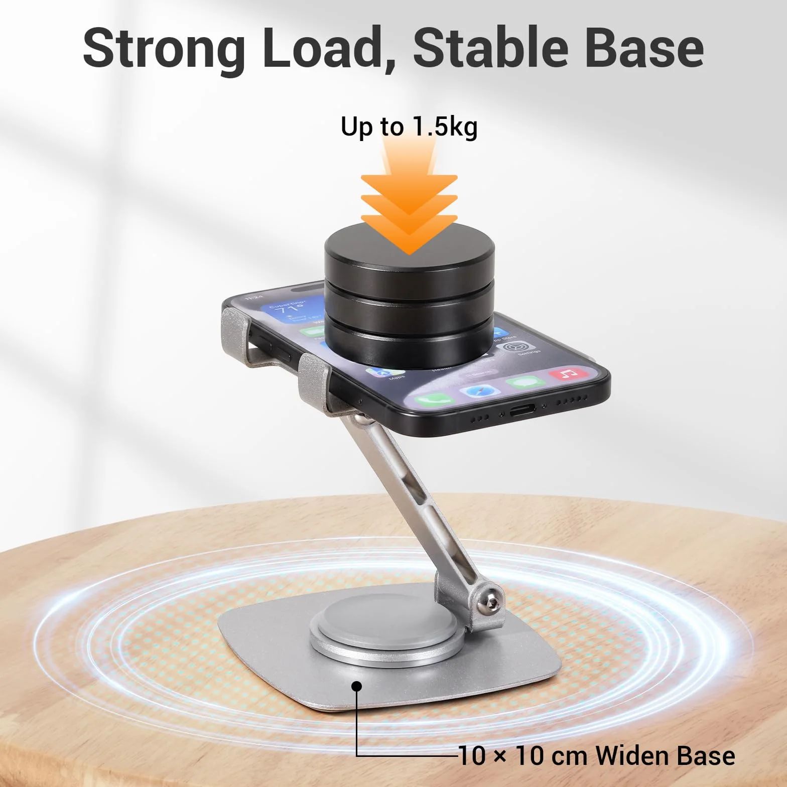Support Téléphone Voiture Réglable en Hauteur Rotation 360° pour Tous Téléphones et Tablettes