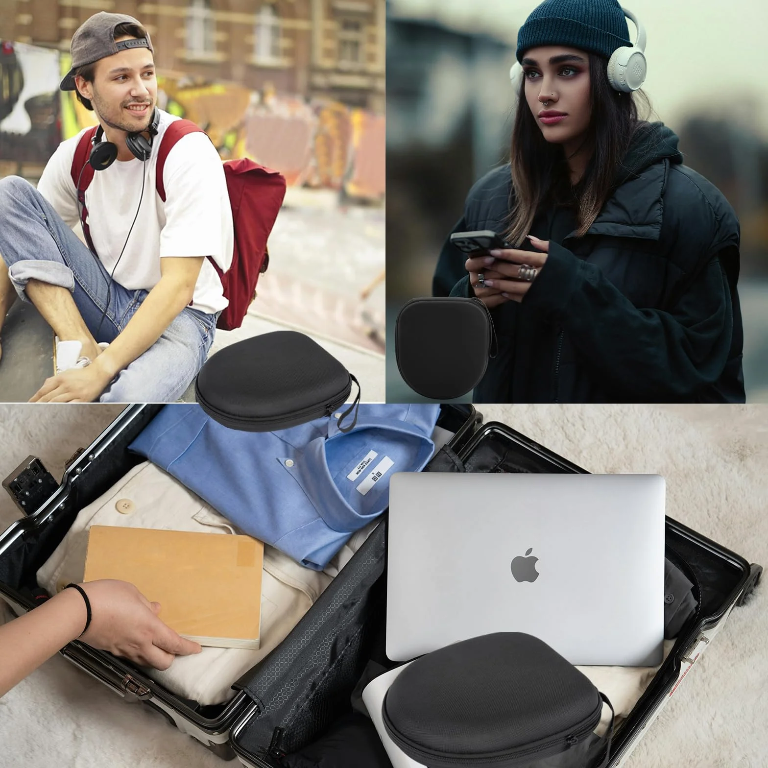 Étui de voyage compatible JBL Tune 510BT 520BT 500 720 BT 770 NC 760 NC Sony WH-CH520 WH-CH720N, casque sans fil réduction du bruit (noir)