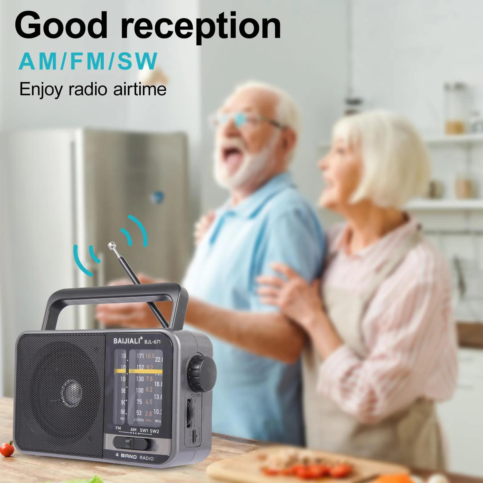 Radio Portable AM/FM avec Haut-Parleur Puissant - Poste Radio à Piles ou USB - Transistor Radio Compact de Survie pour la Maison, Extérieur, Voyage et Intempéries (Modèle BJL-671)
