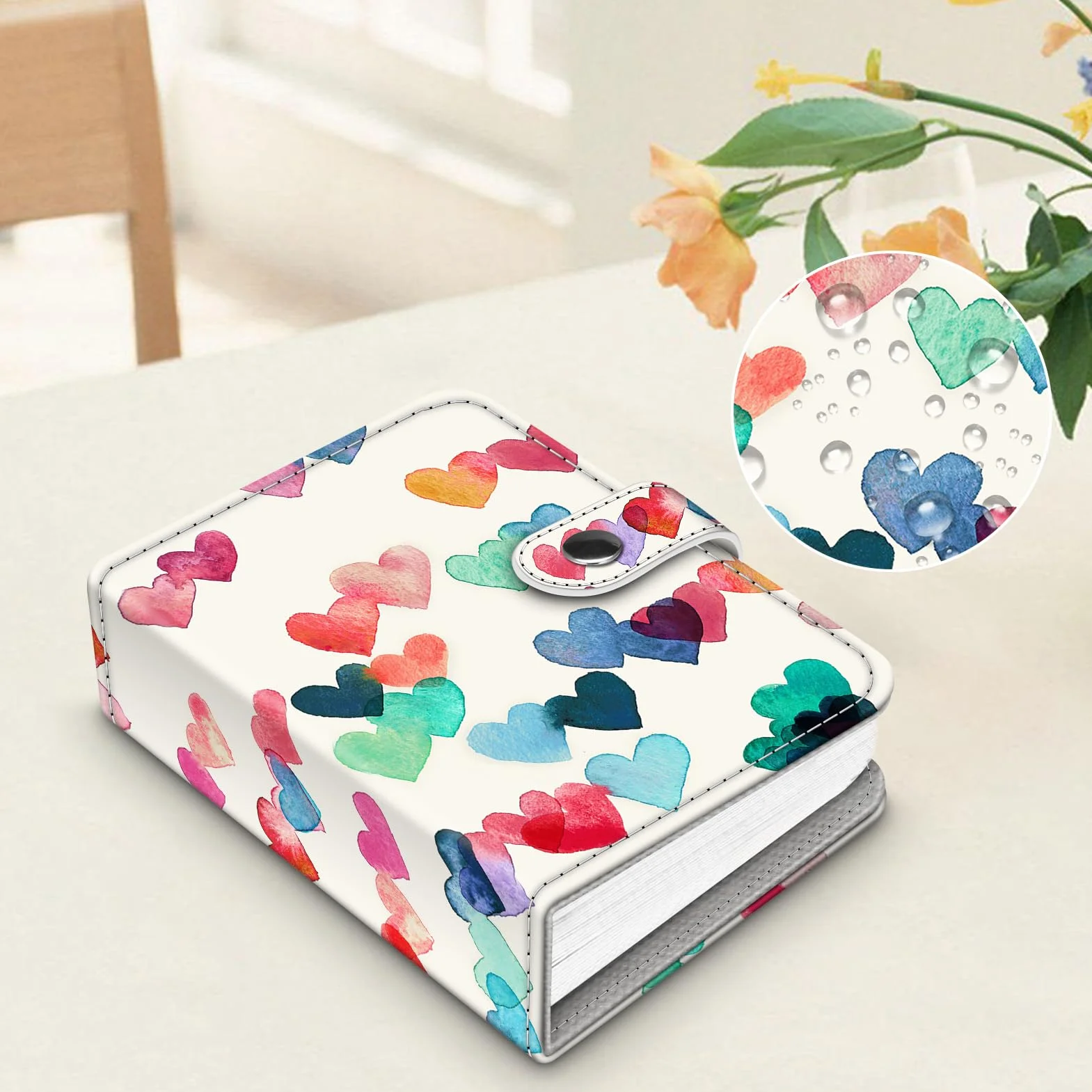 FINTIE Mini Album Photos pour Photo 2 x 3 Pouces (5.4 x 8.6 cm), 52 Photo, Album Photo pour Fujifilm Instax Mini Se/12/11/40/99/7+/LiPlay, Polaroid Hi-Print etc, Coeurs Pluie