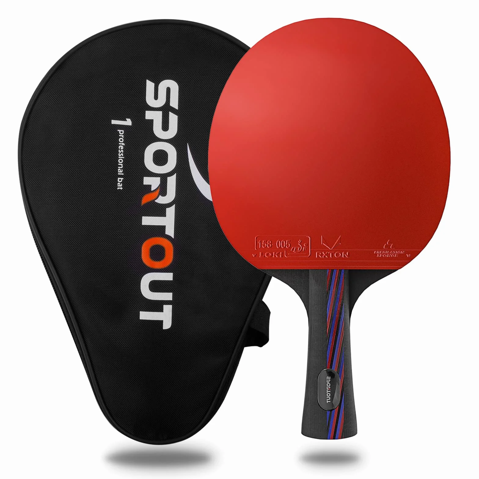Sportout Raquette de Tennis de Table, Lame à 7 Plis, Approuvée ITTF avec Étui