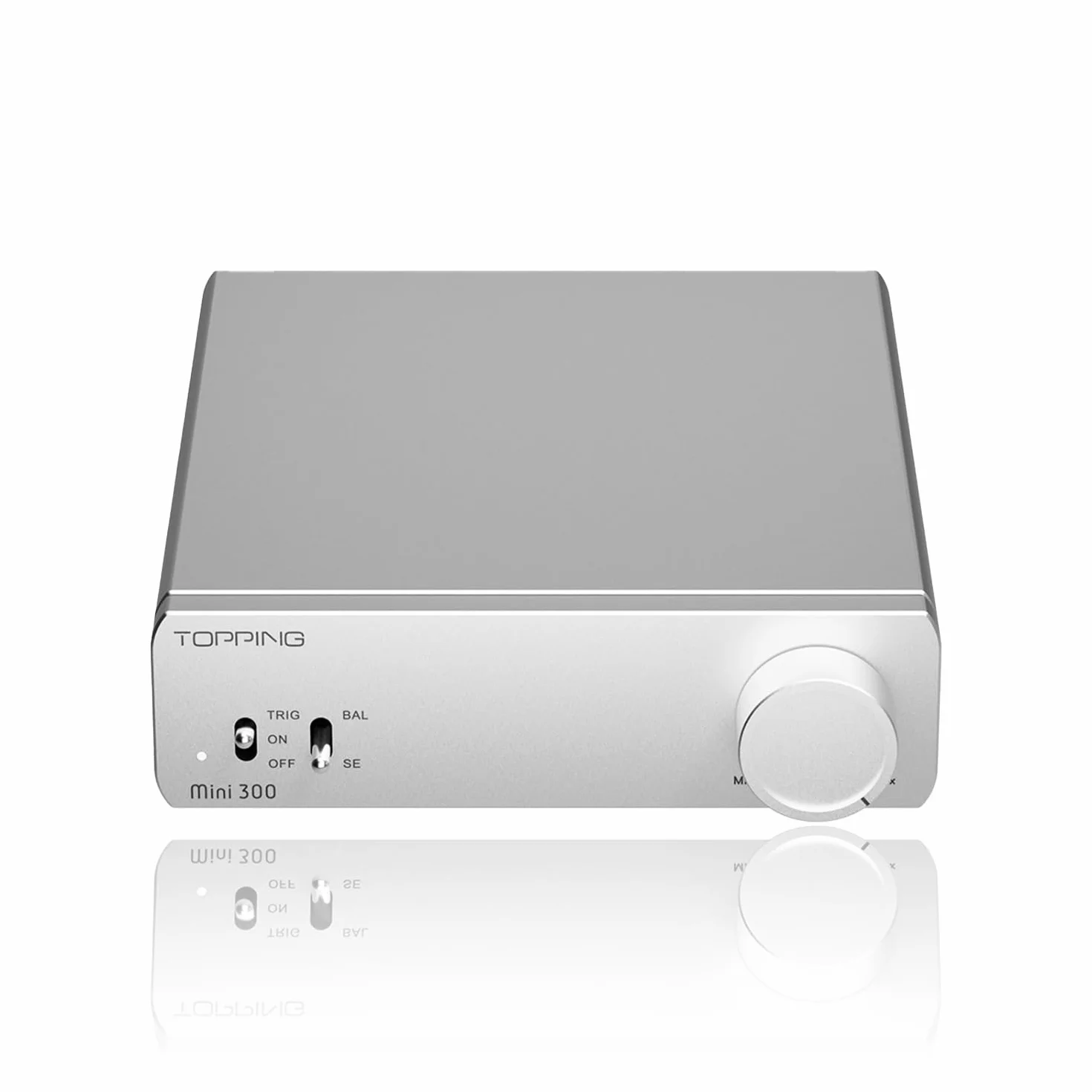 Topping Mini300 Amplificateur de bureau entièrement symétrique 140 W Compact Classe D Amplificateur de bureau avec entrée RCA/TRS, amplificateur Hi-Fi pour enceintes domestiques, argenté