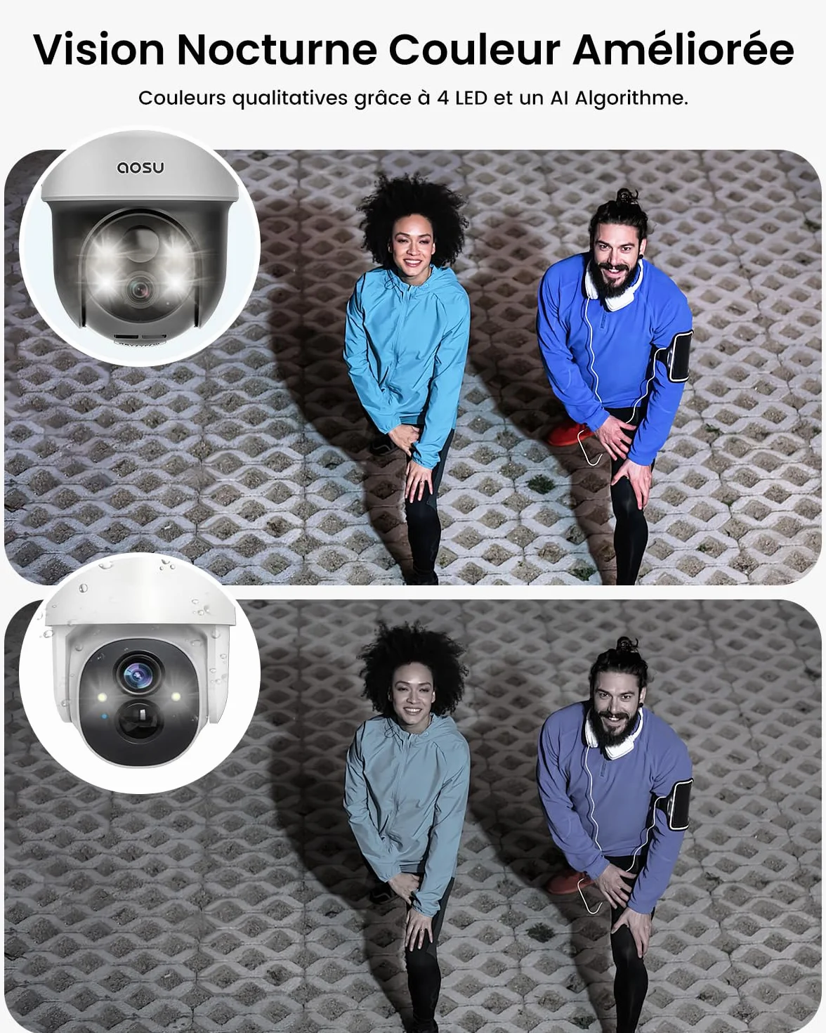aosu 2K 3MP Camera Solaire Extérieur WiFi Surveillance 360° PTZ Suivi Automatique Vision Nocturne Alarme Audio Bidirectionnel