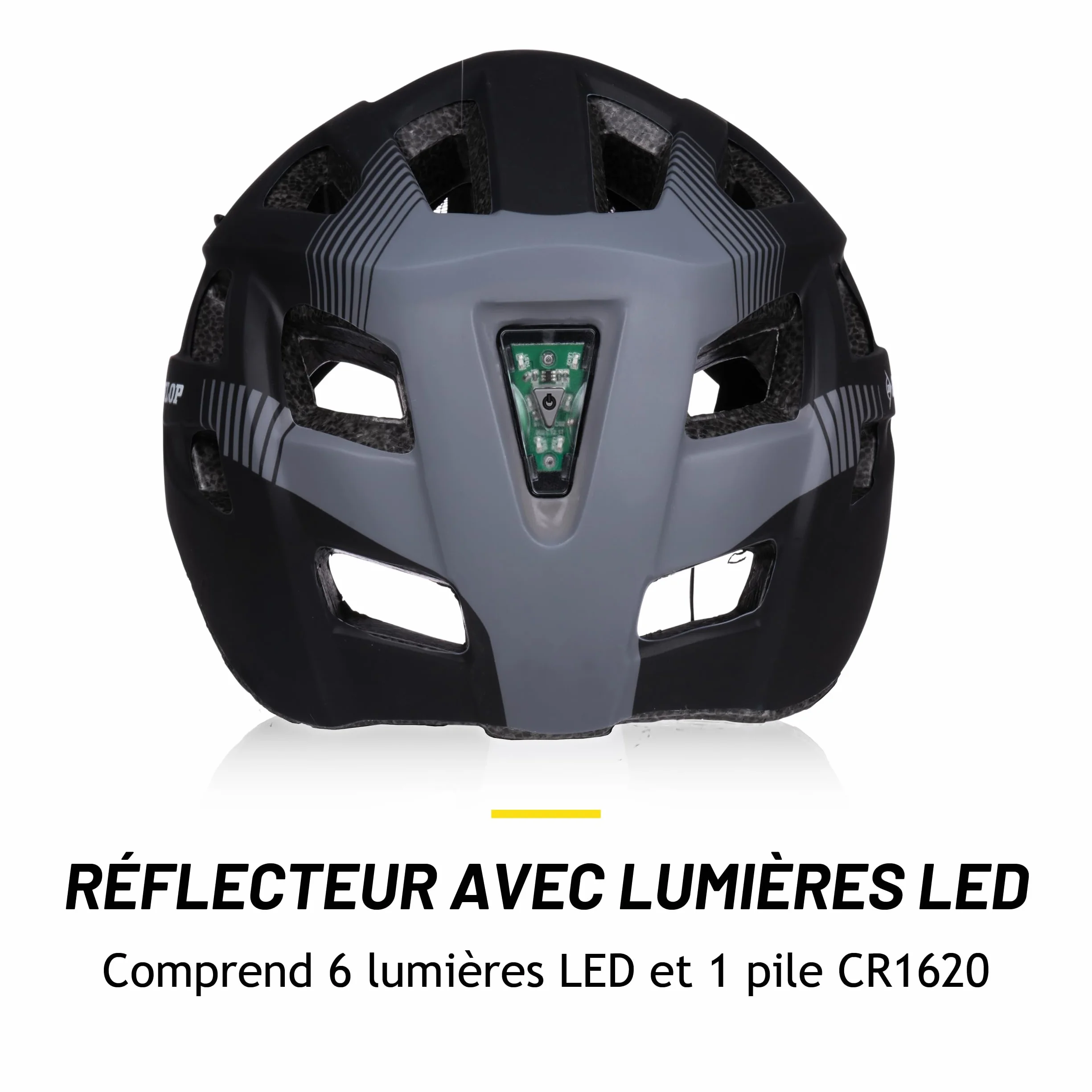 Casque Vélo Lumière LED Réglable 55-58 CM Noir