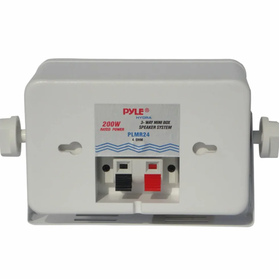 KIT Set pour Pyle PLMR24 2 Enceintes d'écoute universelles, Blanches, étanches, 200 Watts rms et 400 Watts Max, pour Plage, Bar, Restaurant, Bateau, annexe, par Paire + Supports et câbles offerts