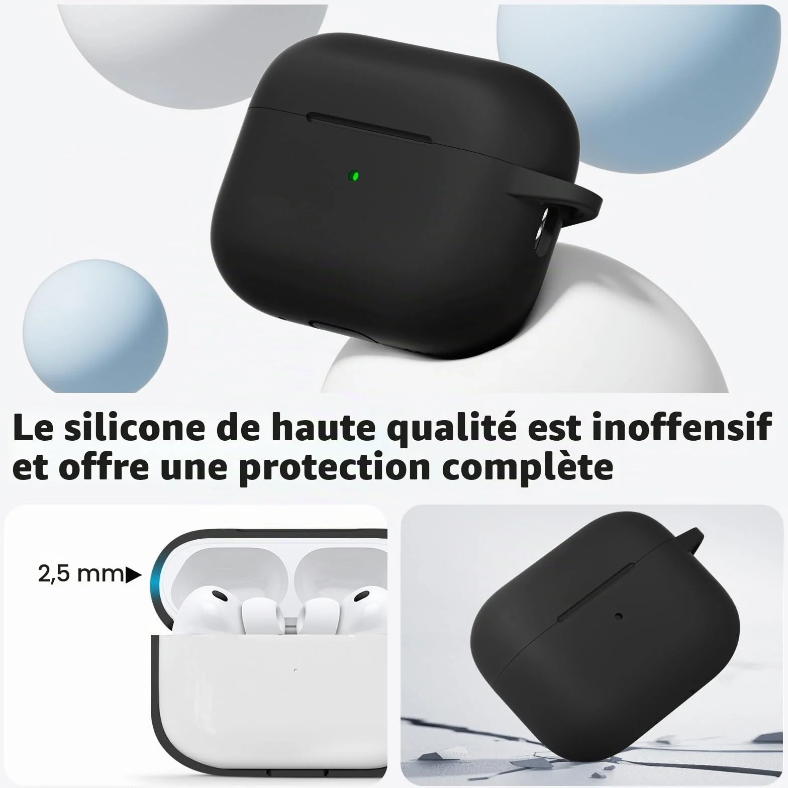 Inesore Compatible with AirPods Pro 3 Case (2025) Silicone Protective Cover for Apple Air Pod Pro 3rd Charging Case Black