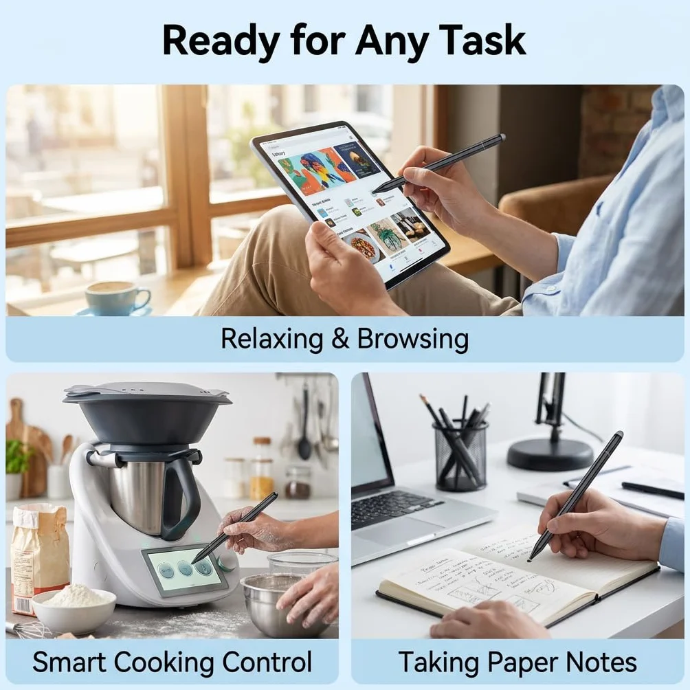 Stylet Tablette, Lot de 2 Stylet Tactile Universel avec Pointe de Précision, Stylet iPad pour Écrans Tactiles Compatible avec Samsung, Huawei, Xiaomi, Tablette et Smartphone