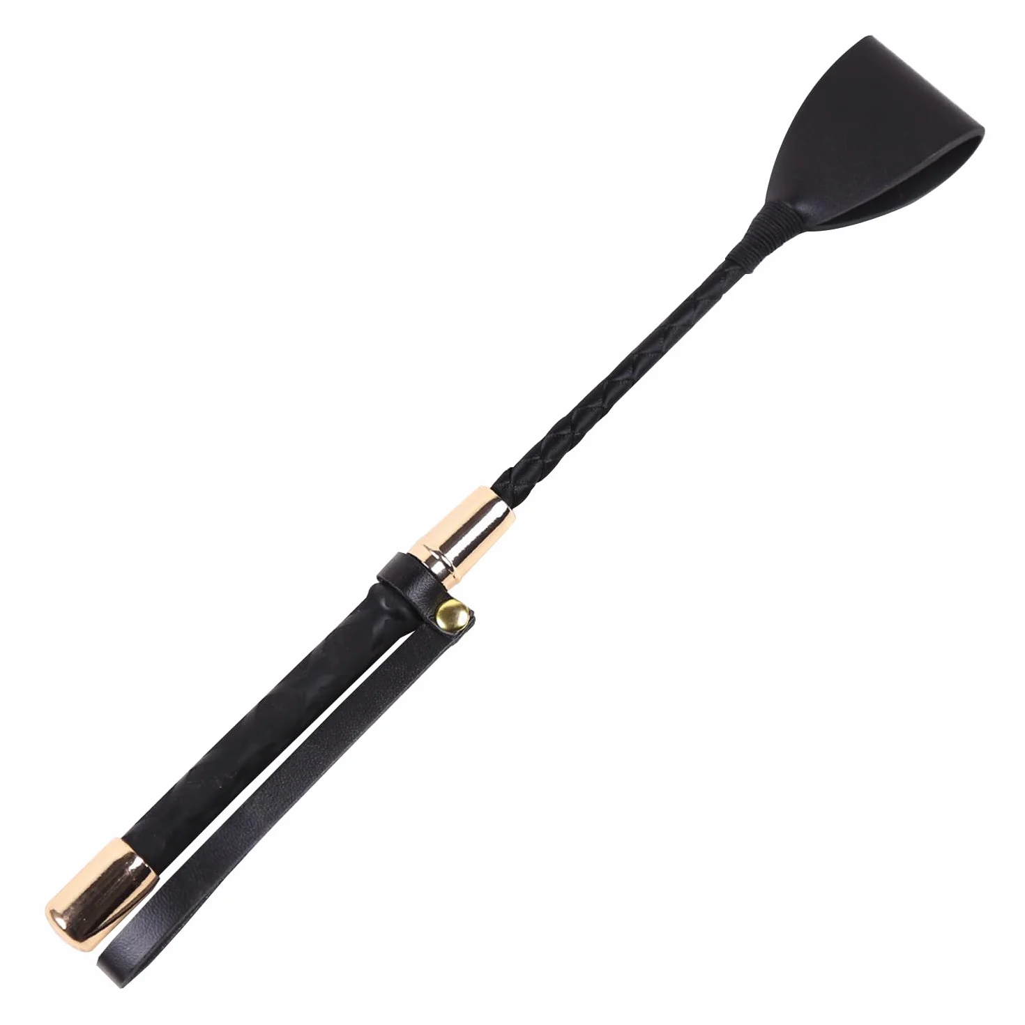 Cravache de cheval en cuir noir poignée antidérapante gel accessoires d'équitation
