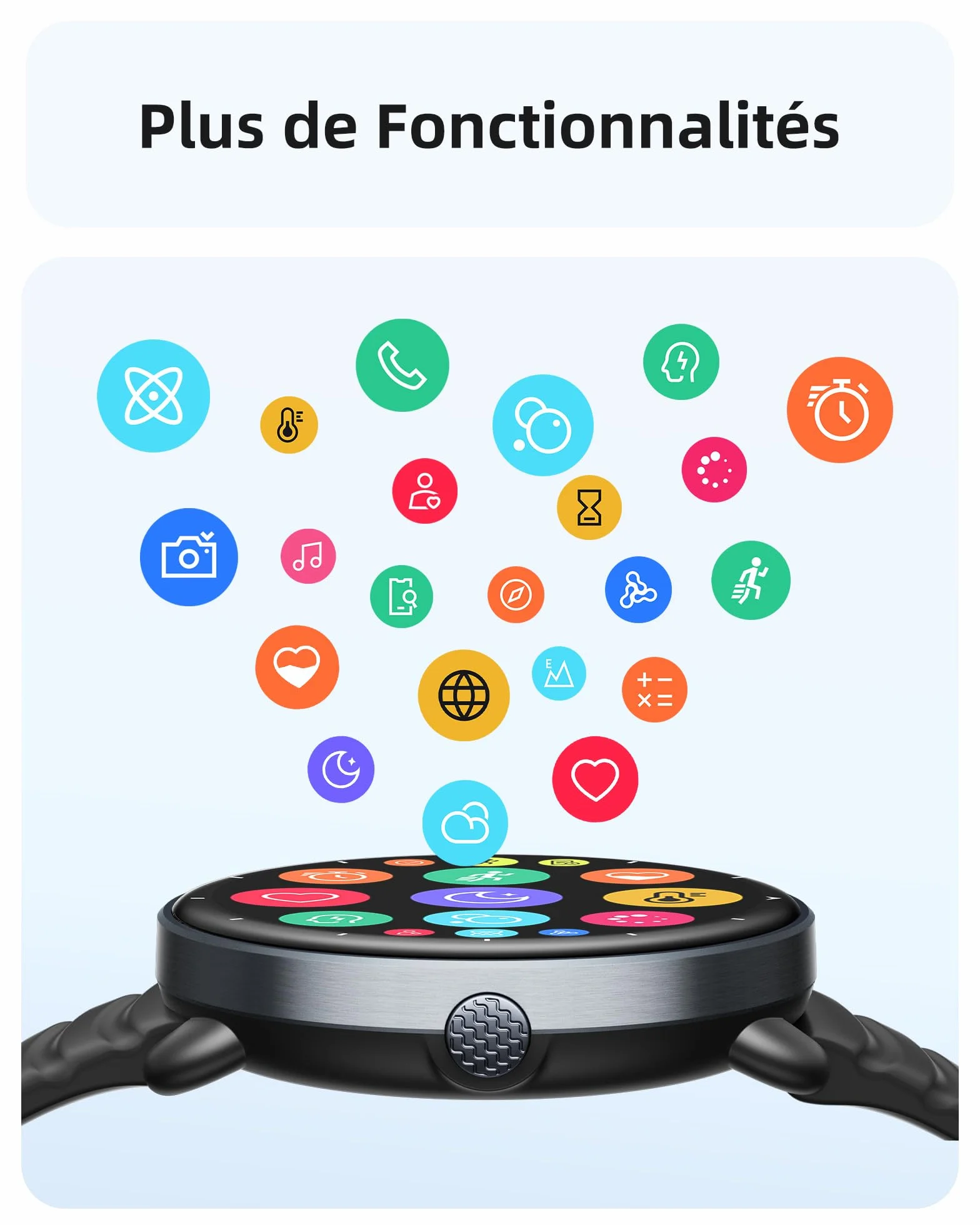 Parsonver Montre Connectée avec GPS Intégré, 5ATM Étanche Smartwatch Natation pour Piscine/Eau Libre, Montre Connecté avec AMOLED Écran, 100+ Sports,Fréquence Cardiaque,Sommeil (Noir, 42 mm)