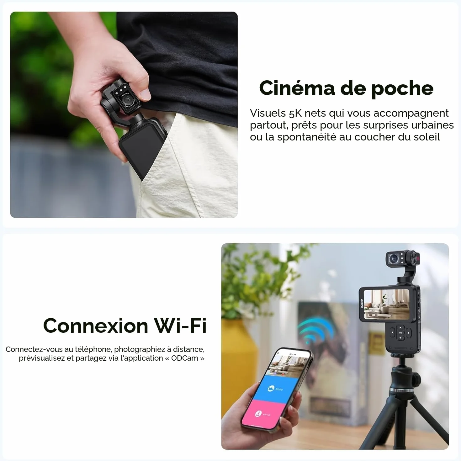 ORDRO M5 Camera Vlog, 4K/60 IPS Camescope, Stabilisation à 3 Axes, Écran Tactile Rotatif 3,5", Suivi Facial, WiFi, Camera Vision Nocturne, Caméscopes Youtube