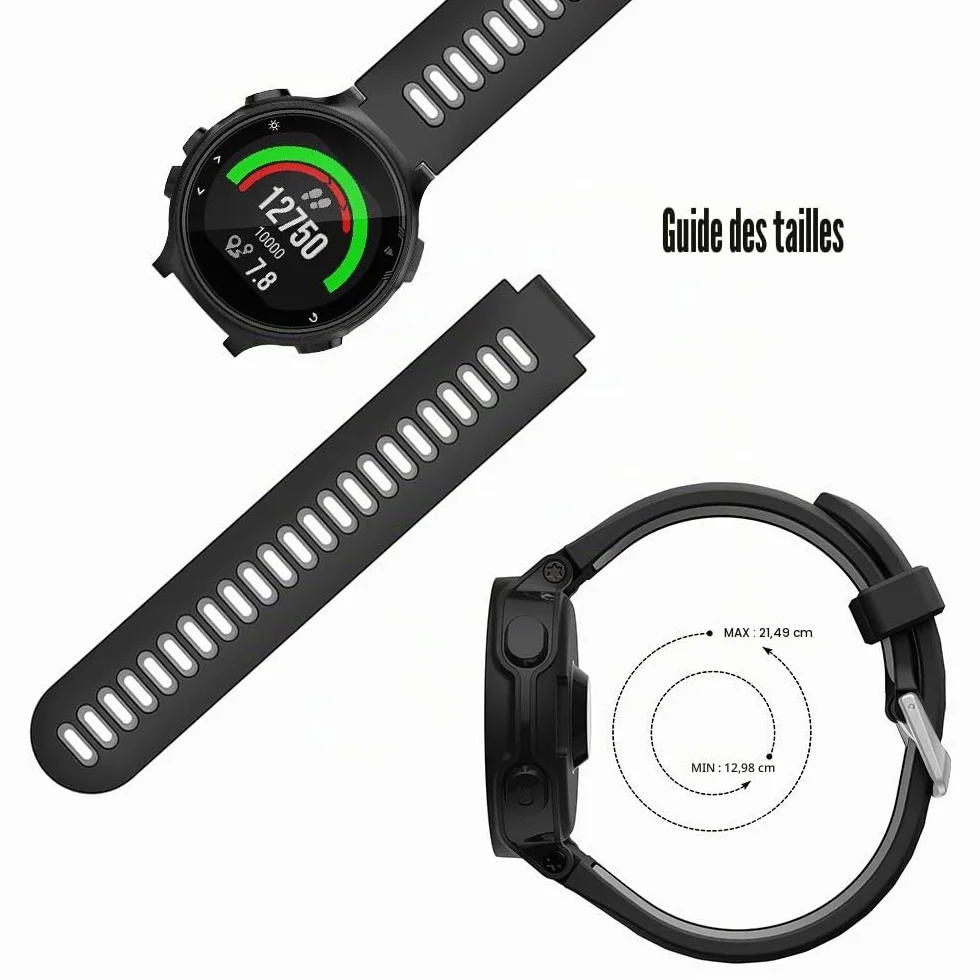 Bracelet pour Forerunner 735XT 235 235Lite 230 220 620 630, Bracelet de Remplacement Libération Rapide en Silicone Mince