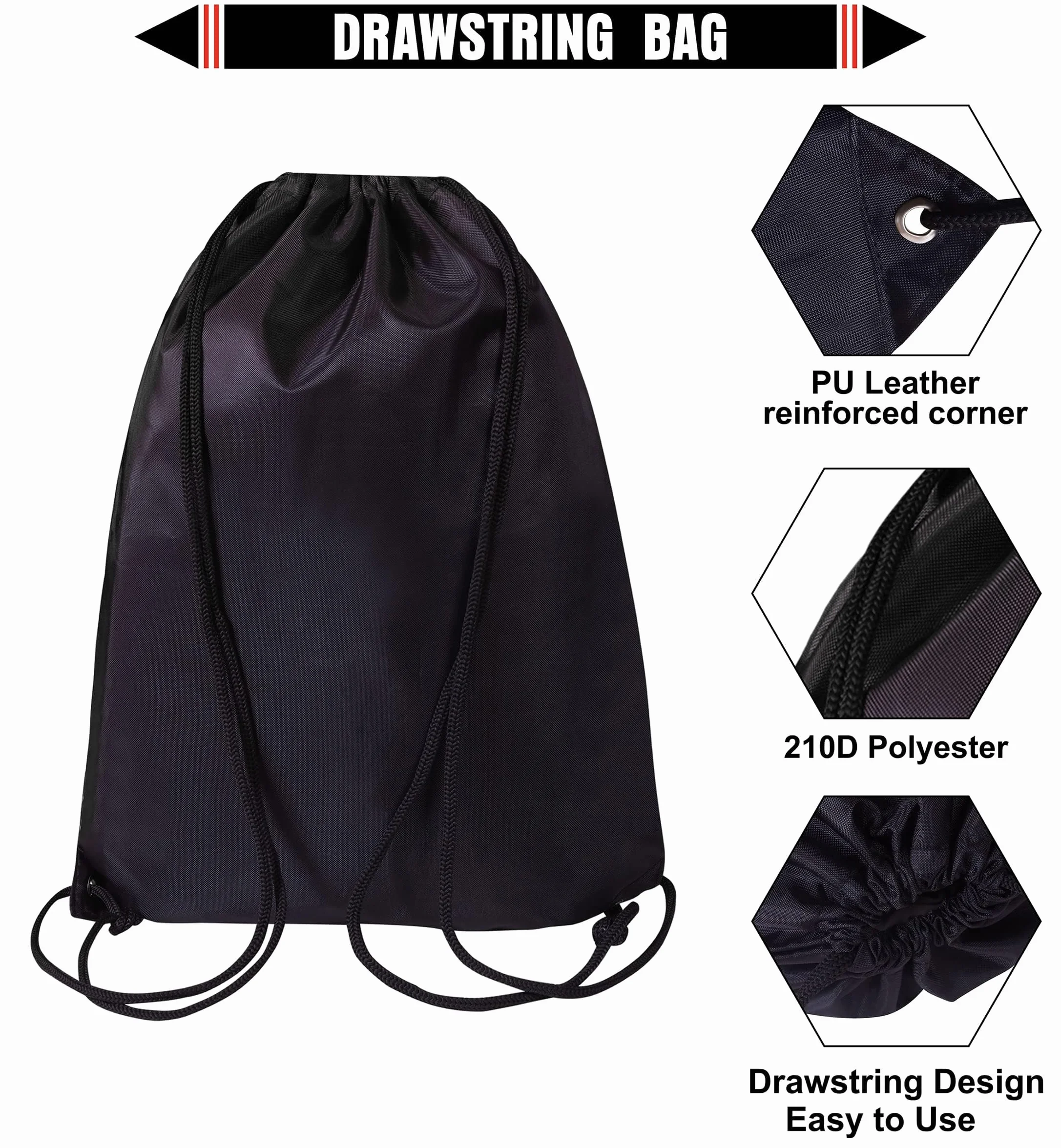 Sacs de sport avec cordon de serrage Lot de 2 en polyéthylène pour homme femme voyage plage