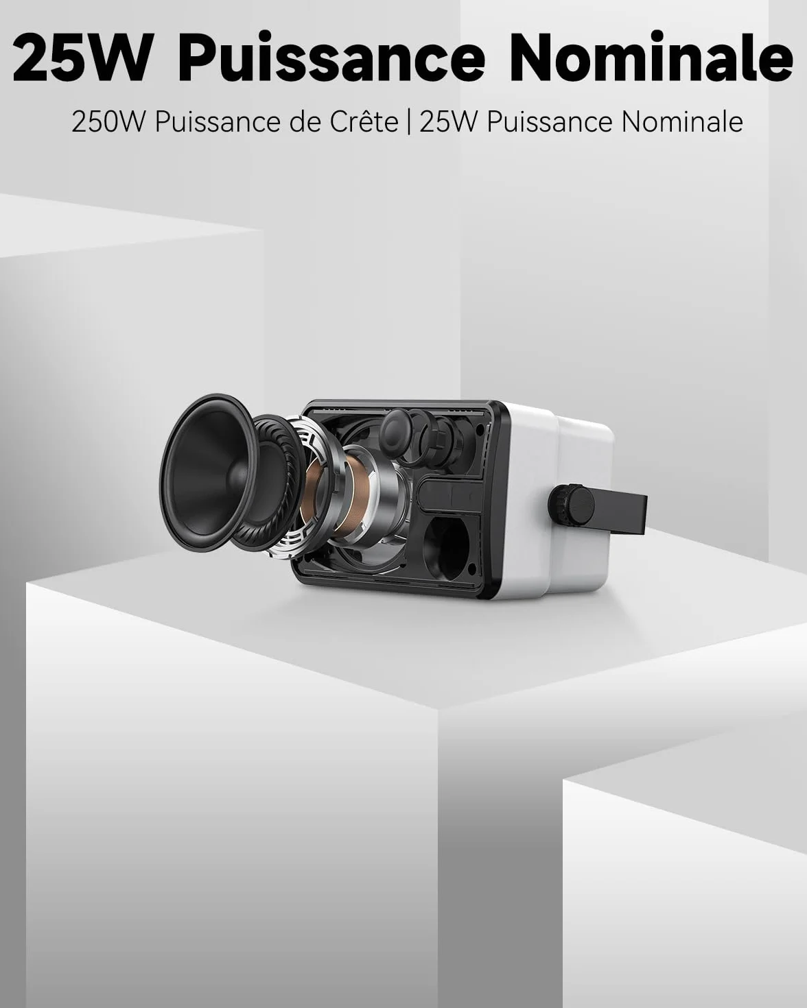 250W Haut-parleurs Bluetooth Extérieurs, Synchronisation sans Fil Entre Haut-parleurs, Montage Murale pour Terrasse, Véranda, Gazebo, Garage, Pack de 2 (MZ-632)
