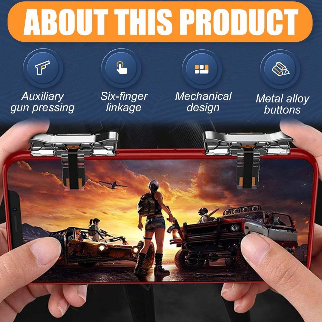 Gaming Déclencheur Mobile Jeu Contrôleur, 1 Paire Viser et Tirer Clés Universel,Gachette Telephone Trigger Accessoires pour PUBG Mobile Call of Duty Compatible
