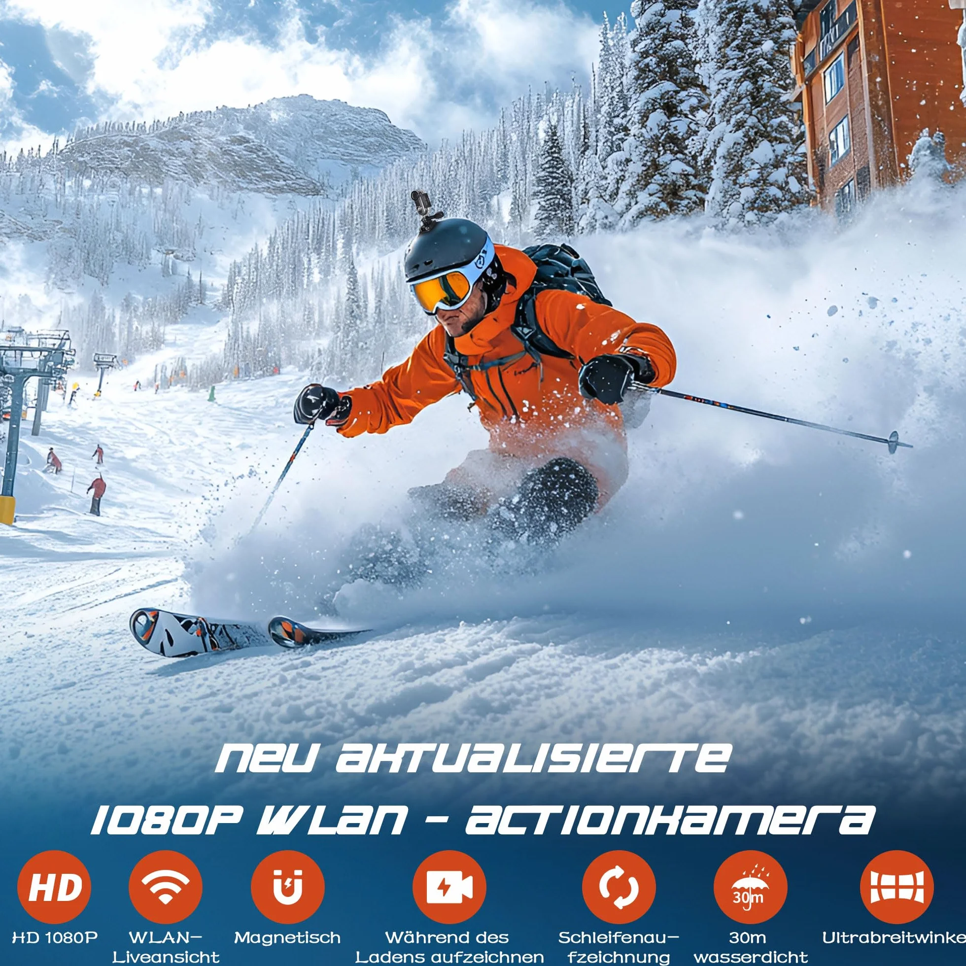 Nouvelle Version Mini Caméra Sport 1080P WiFi Camera de Poche pour Casque Camera Vlog Pieton Étanche jusqu'à 30M pour Les Passionnés d'Aventure Accessoires Multifonctions