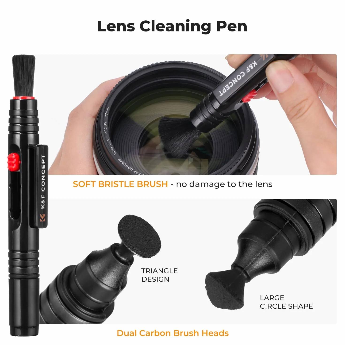 K&F CONCEPT 25 en 1 Kit de Nettoyage pour Appareil Photo avec Stylo, Soufflante, Chiffon Nettoyage, Liquide, 24MM Nettoyeur Capteur Plein Format, Brosse pour Objectif d'Appareil Photo DSLR, Téléphone