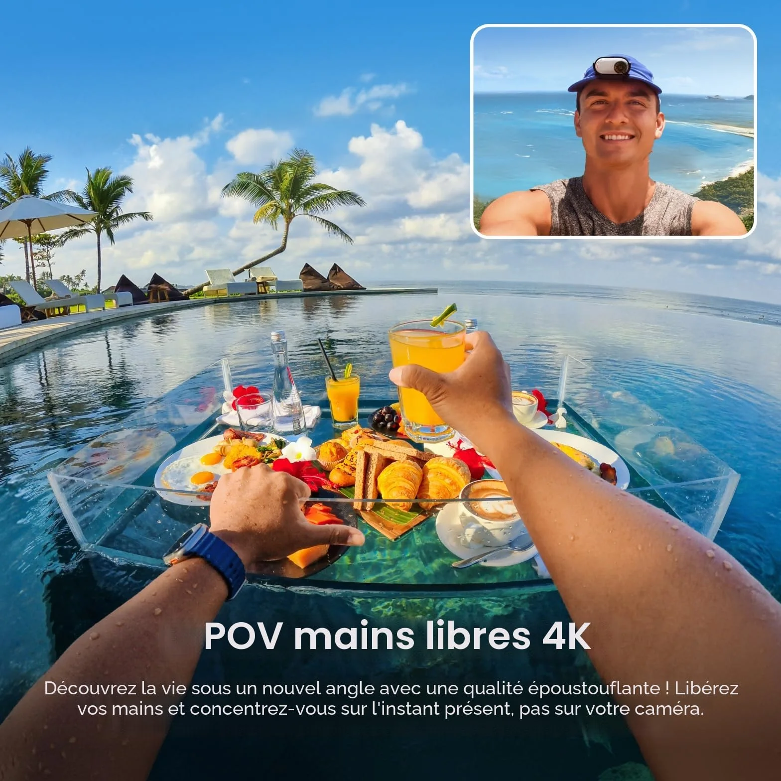 Insta360 GO 3S Blanc Arctique (64GB) - Petite caméra de vlog 4K, POV Mains Libres, Montage Partout, stabilisation, 140 Min d'autonomie, étanche à 10 m, édition IA, pour Voyage, vlog