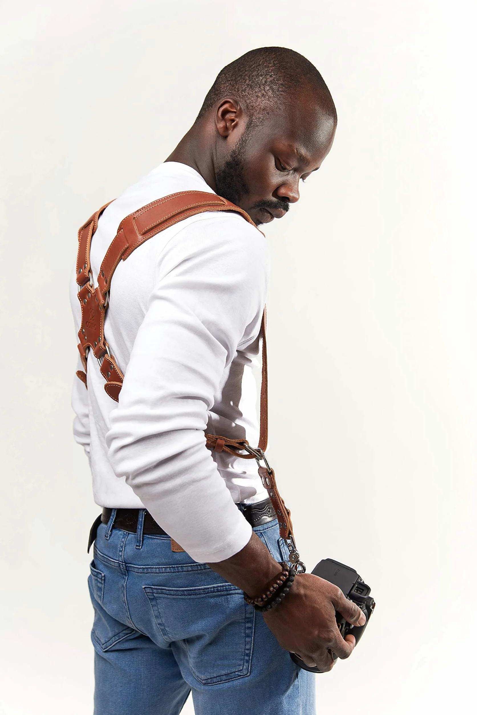 C Coiro Harnais Appareil Photo Professionnel Accessoires Appareil Photo, Bandoulière Double En Cuir Pour Appareil Photo