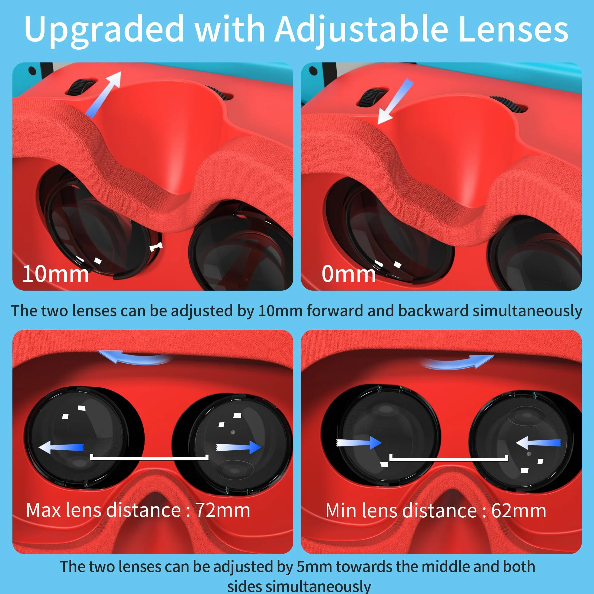 Casque VR 3D Réalité Virtuelle pour Nintendo Switch OLED avec Lentilles Réglables