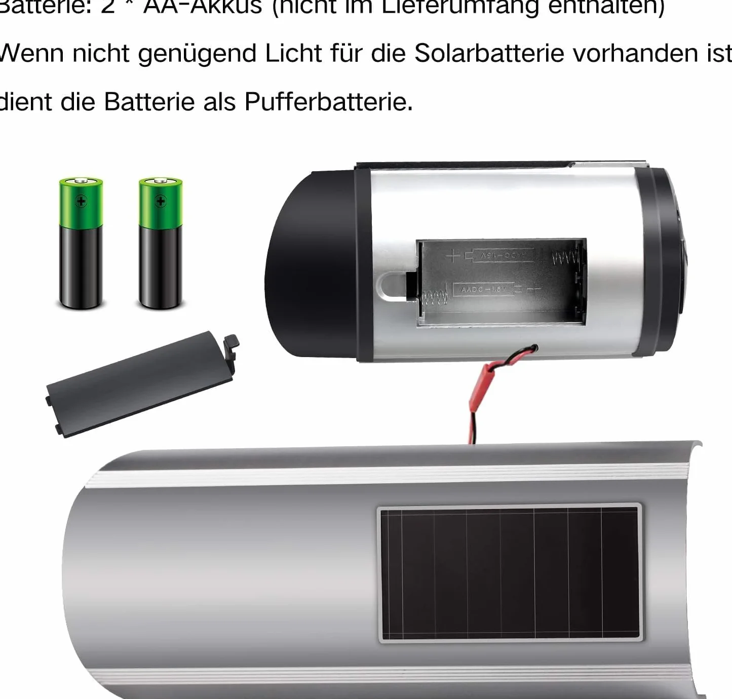 ERWEY 2 pièces Caméra Solaire LED Flash caméra virtuelle, caméra de sécurité Solaire CCTV analogique Surveillance virtuelle caméra de sécurité, Argent