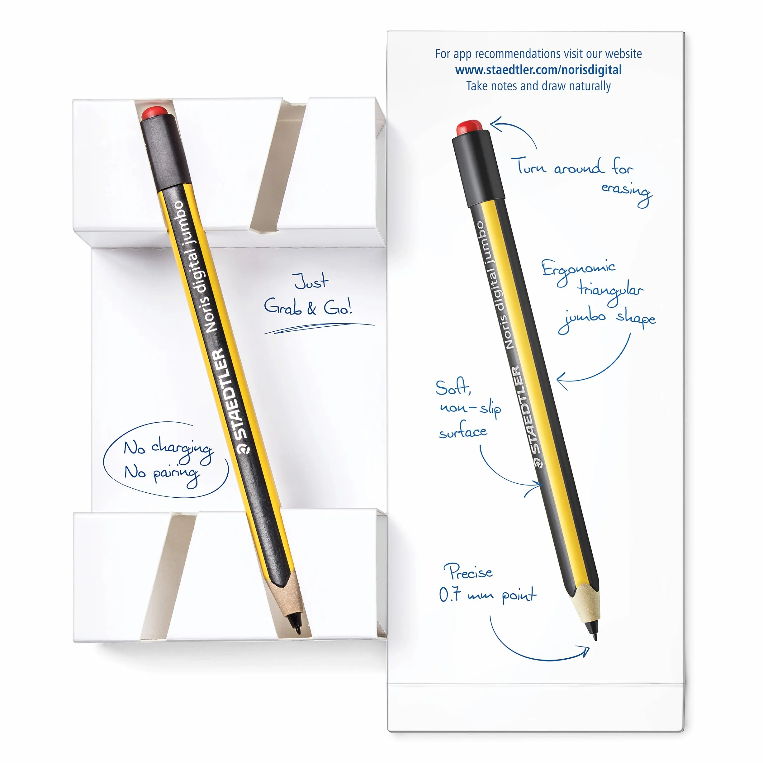 Staedtler Noris digital jumbo 180J 22, EMR Stylus avec gomme numérique souple pour écran EMR
