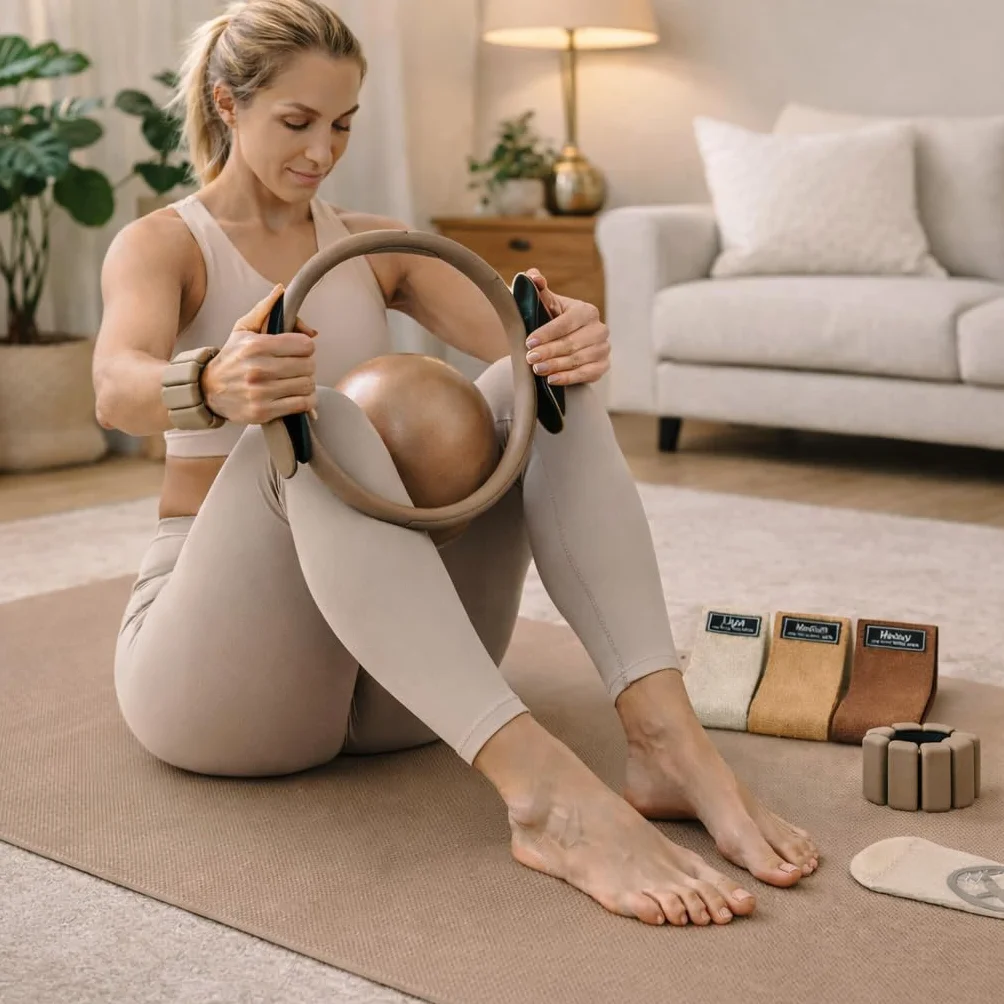 Kit Pilates Complet – Ballon, Anneau, Élastiques, Poids de Cheville, Ballerines Antidérapantes