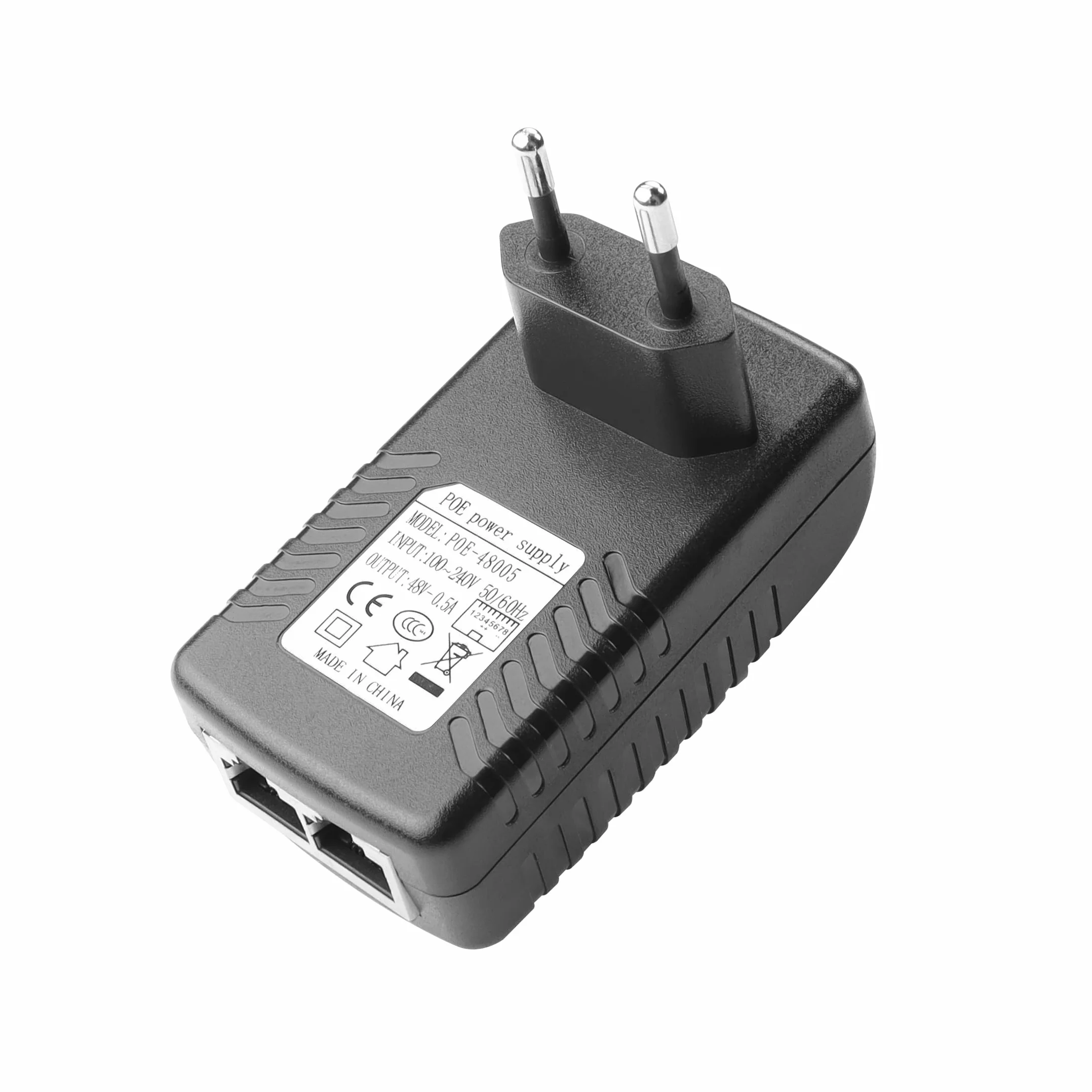 YAODHAOD POE Adaptateur Injecteur 48V / 0.5A 100/1000Mbps Prise Européenne Distance jusqu'à 100m Plug and Play pour adaptateur Ethernet, téléphone et caméra IP (100m)