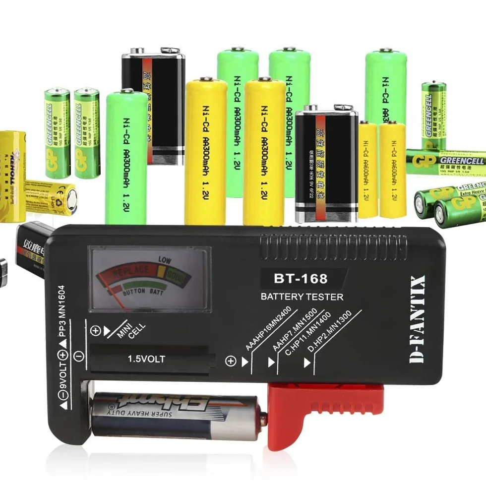D-FantiX Testeur de Piles Universel BT-168 pour AA AAA C D 9V 1.5V
