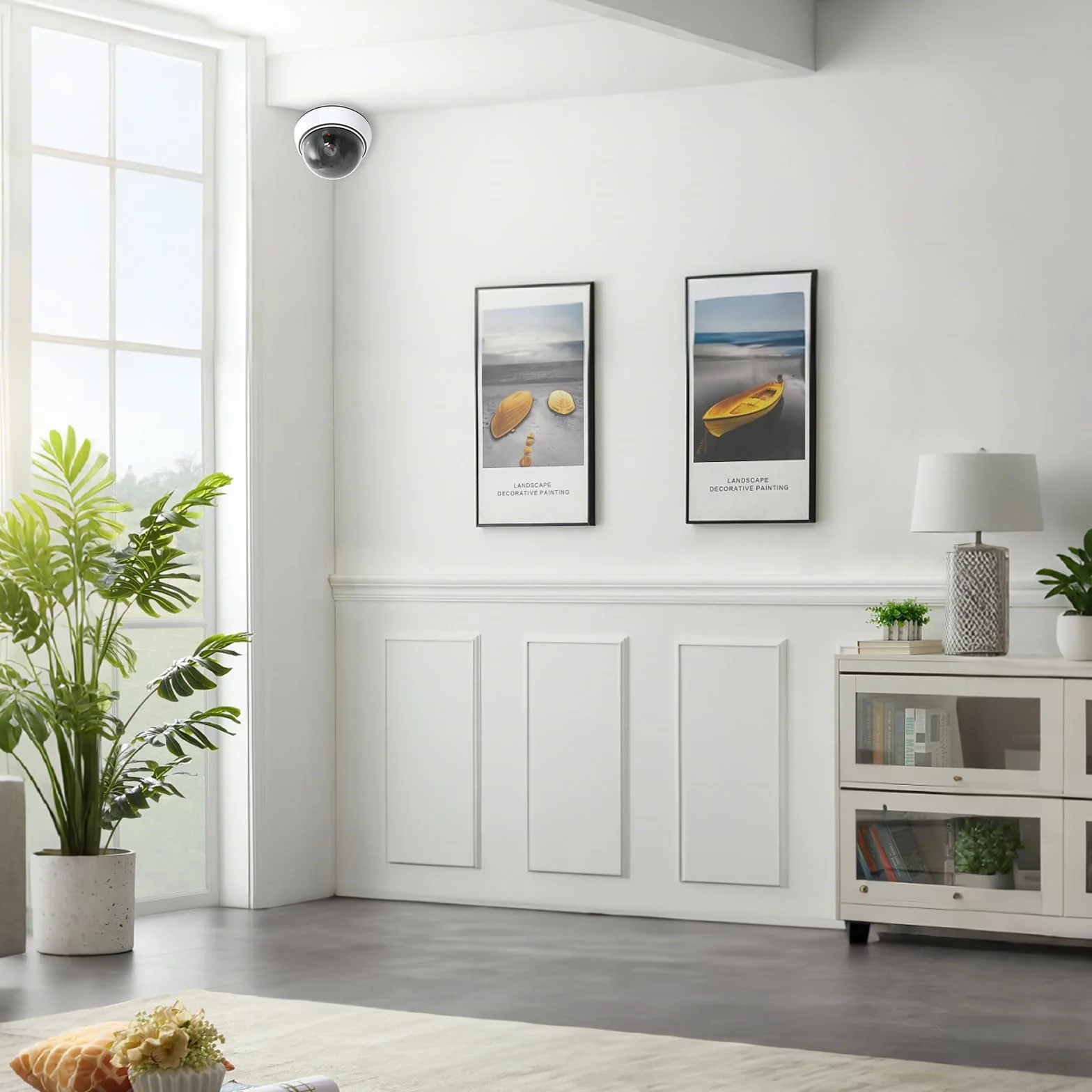 Caméra factice dôme avec lumière LED clignotante : Lot de 3 caméras factices pour l'intérieur et l'extérieur, caméra de surveillance factice avec matériel de montage – Solution de sécurité