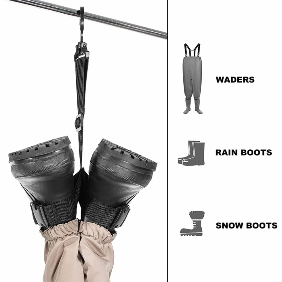 DONGKER Lot de 2 cintres pour bottes de pêche, cuissardes réglables avec crochet pivotant 360°