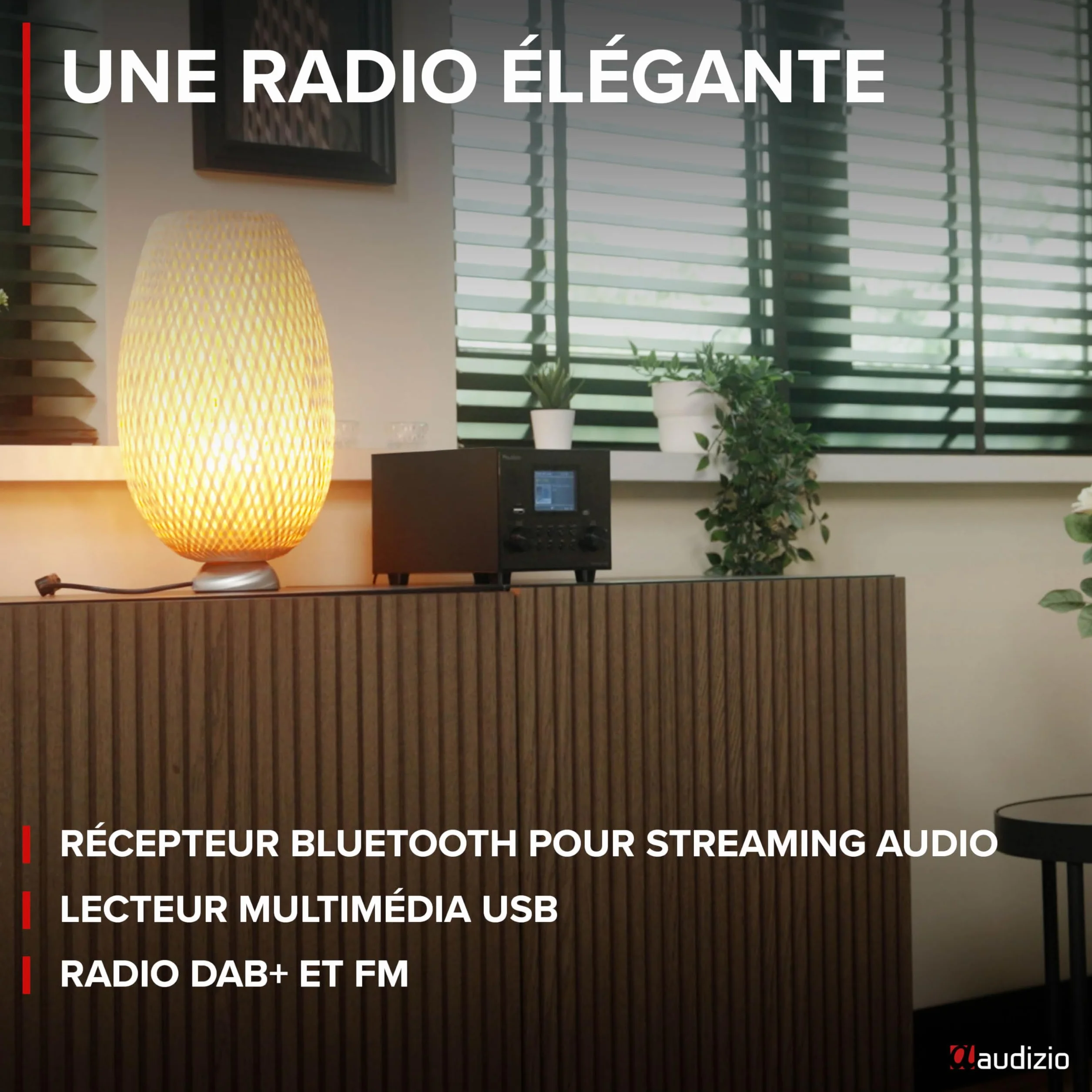 Audizio Vieste Radio Dab+ FM Bluetooth 5.0 - Noire, Subwoofer Intégré, Écran Couleur 2,8", Port USB, Sortie Casque, Télécommande Incluse, Idéale pour Écouter la Radio à la Maison