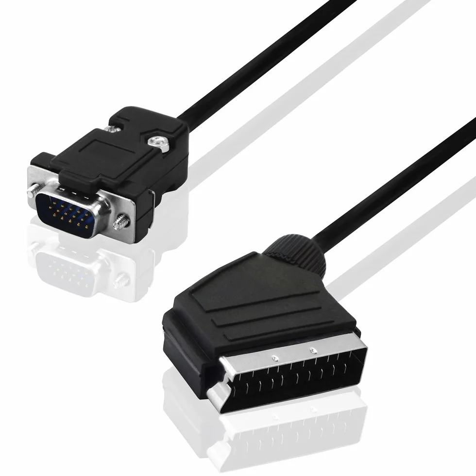 2 m Câble péritel D-Sub VGA mâle vers péritel mâle, de, S Noir (modèle amélioré V1.08)