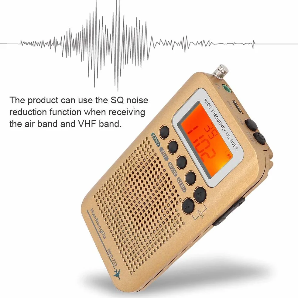 Radio VHF Airband Récepteur Toutes Bandes pour aéronefs Multifonctions avec écran LCD 1 Pouce Air/FM/AM/SW/VHF/CB