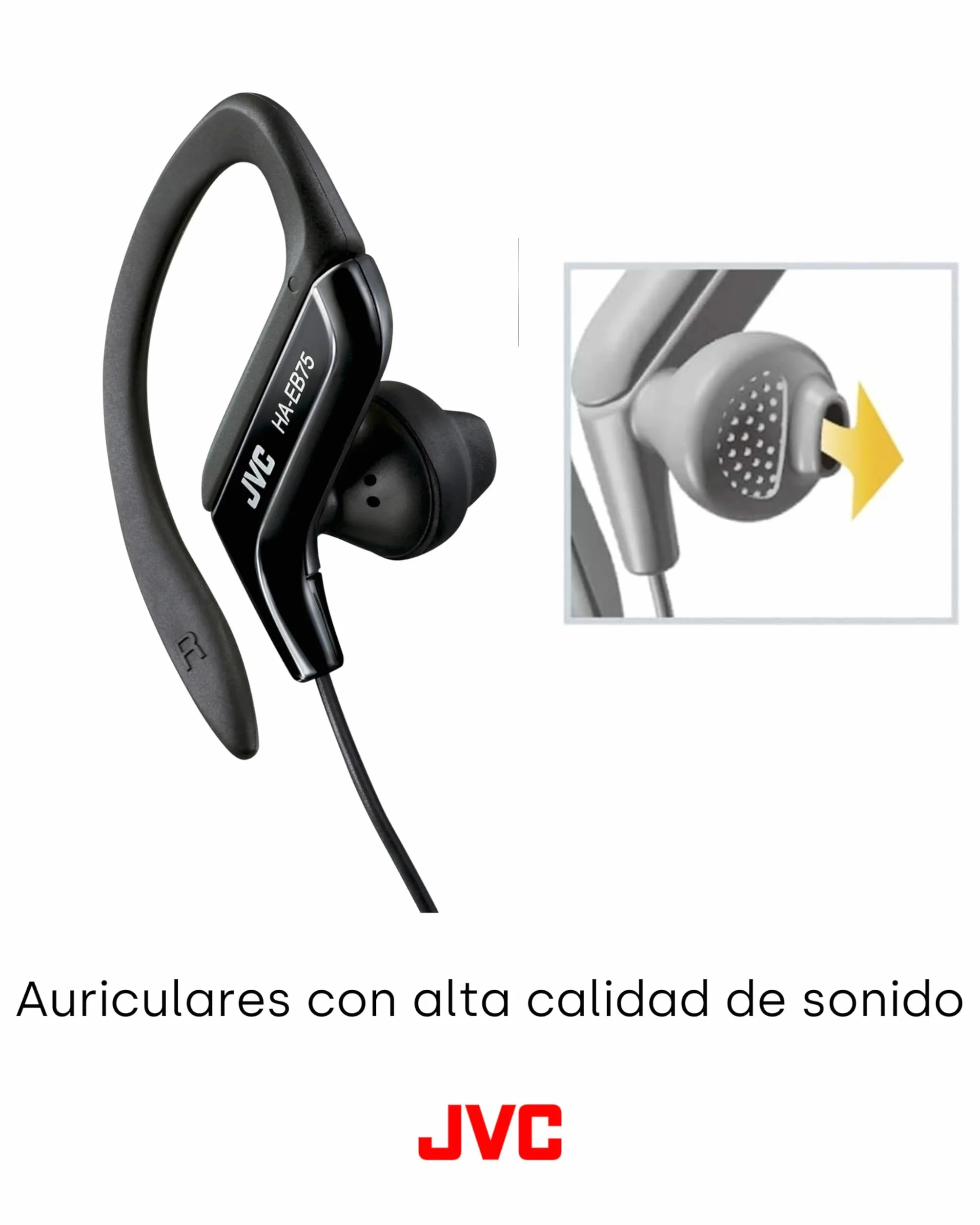 JVC Ecouteurs Clip Oreille Sport réglable HA-EB75-BN-U Noir