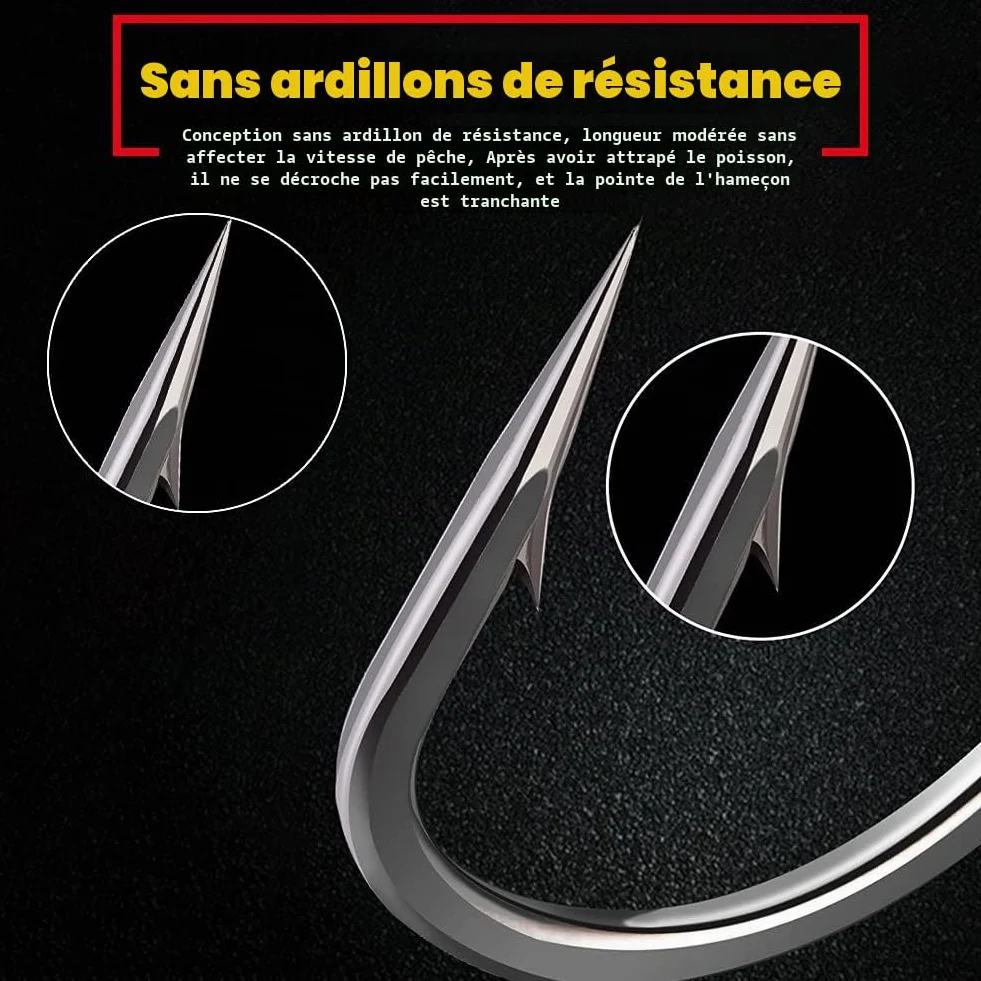 Hameçons de Pêche en Acier au Carbone 600 Pièces 10 Tailles avec Boîte Plastique Eau Douce Salée
