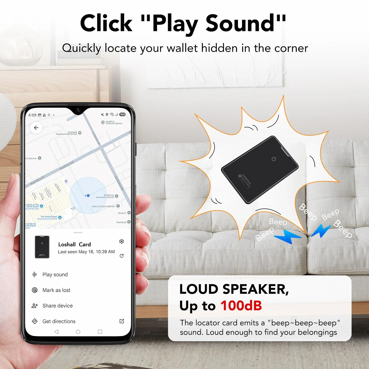 2026 Nouveau (Uniquement Android) Bluetooth Wallet Smart Tracker Card Lot de 2 Fin 1.6mm, 5 Ans Batterie, IP68 Imperméable, Fonctionne avec l'app Google Localiser,pour Portefeuille/Valise/Bagage, Noir