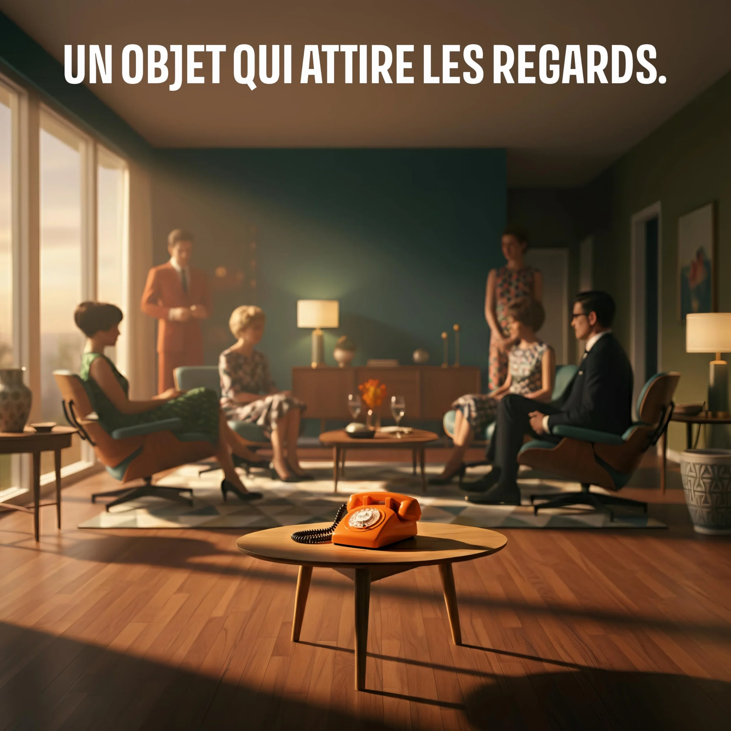 Opis Technology 60s Cable – Téléphone Fixe Vintage à Cadran Rotatif & Cloche Mécanique – Compatible Plupart des Box & Fibre – Design Rétro Années 60 – Orange