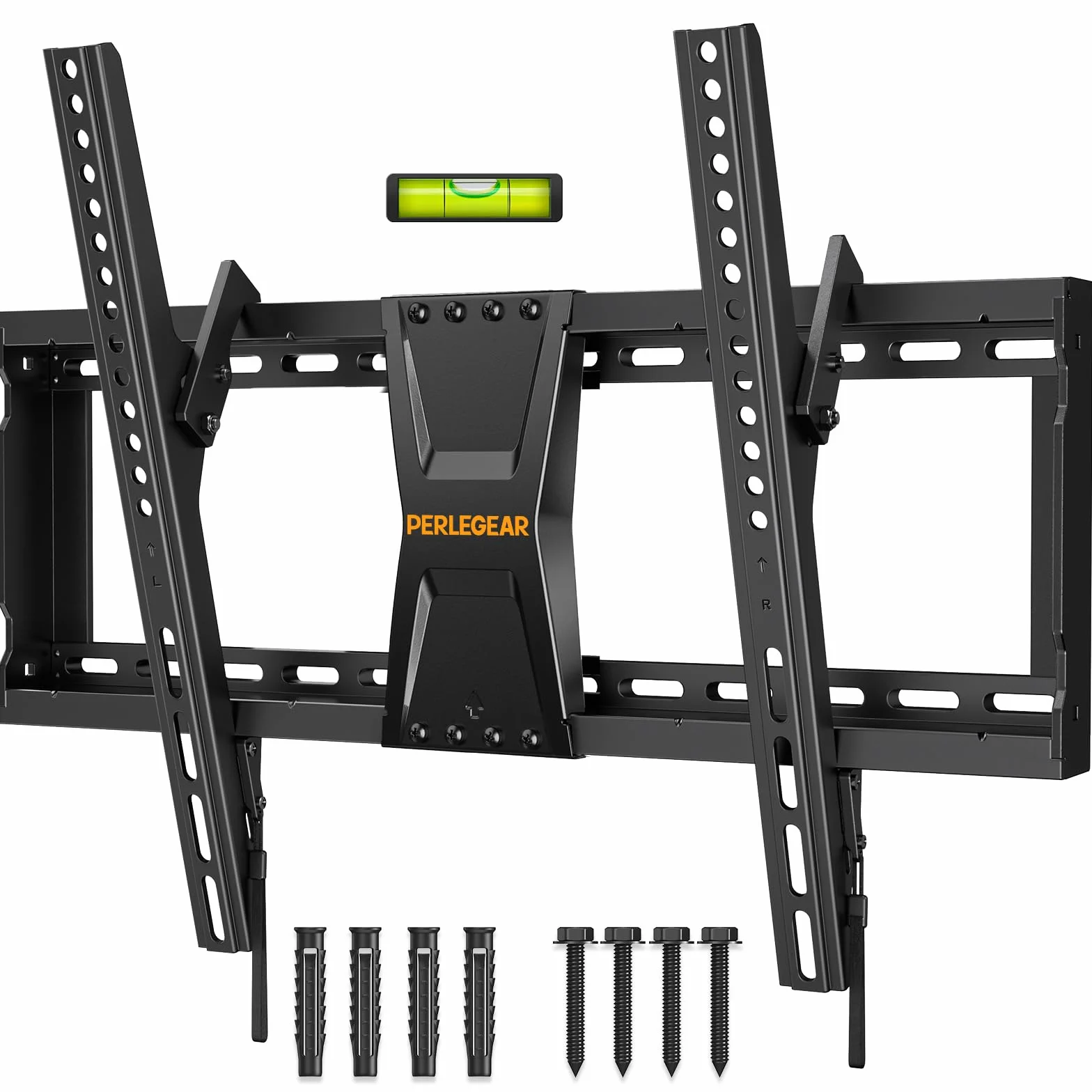 Perlegear Support Mural TV Inclinable pour téléviseurs de 37-82 Pouces Plasma OLED LCD jusqu'à 60 kg, Fixation Murale TV inclinable pour téléviseurs Plats ou incurvés Max VESA 600x400mm, PGLT5