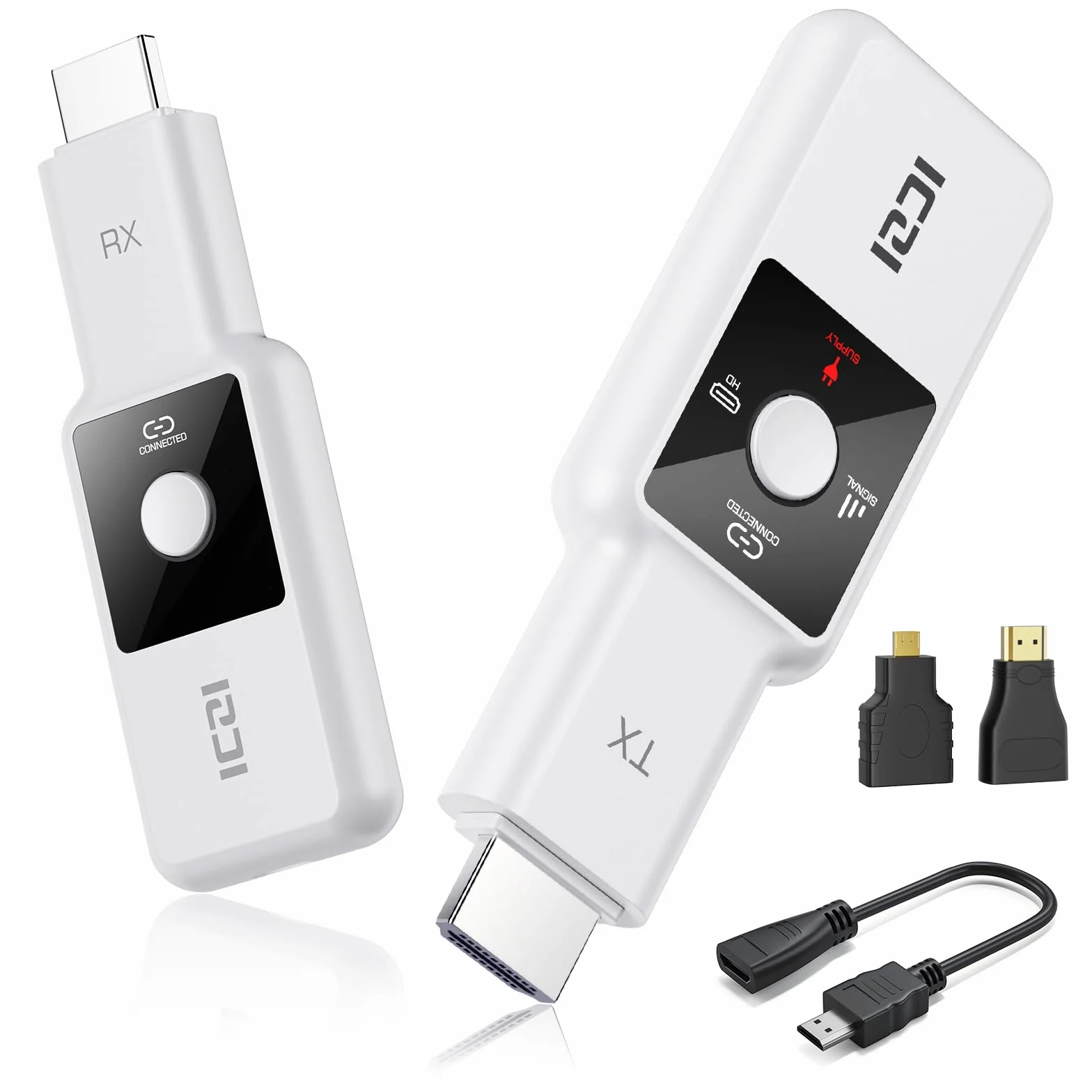 ICZI HDMI sans Fil 1080P 60Hz 50M 2,4G/5G Kit Émetteur et Récepteur pour PC TV HD Projecteur Blanc