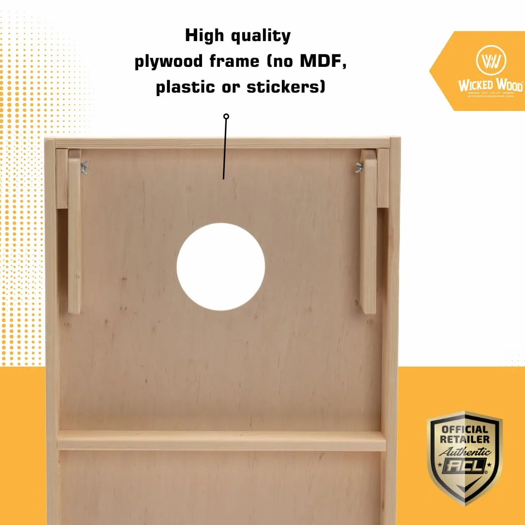 Set de Cornhole Wicked Wood 120x60 cm ACL Officiel 8 Sacs Extérieur